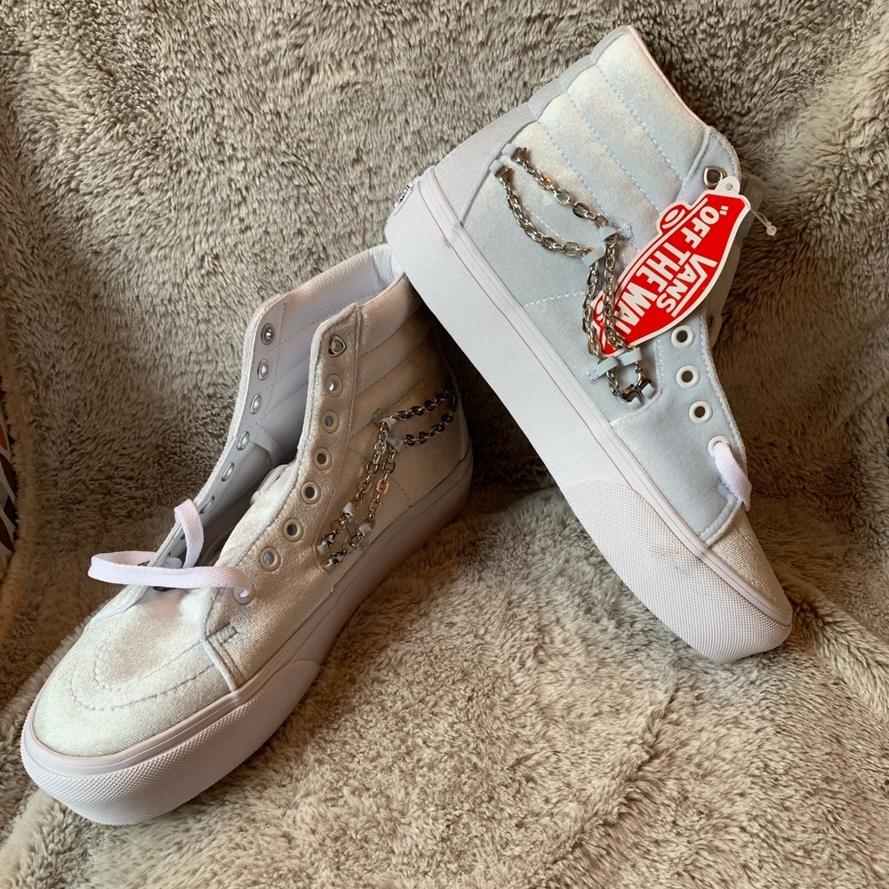 NEW Vans Sk8-Hi Platform 2.0 Velvet Chain Shoes Baby Blue Womens 9.5 /Men 8 RARE